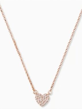 Kate Spade Yours Truly Pave Heart Mini Pendant Necklace Clear Rose Gold - NWT